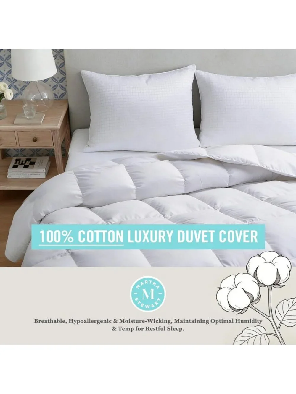 Luxury White Goose Down Comforter - Queen Size, Soft Fiber Fill, Cozy Bedding
